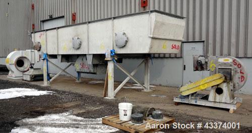 Used Carrier Vibrating Equipment Fluid-Flow Vibrating Fluid Bed Dryer / Cooler, Model QAD/C-7260. 304 Stainless Steel. Overall size 84" wide x 30'6" long x 144" tall. 25hp motor, 40hp blower, with he...