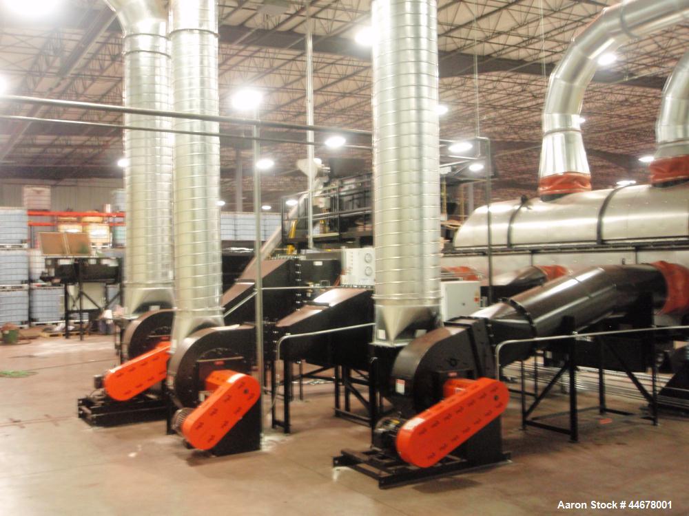 Used Carrier Vibrating Fluid Bed Dryer.  Approximately 3'6" wide x 20' long.  304 Stainless steel bed.  7.5 Hp vibratory motor.  3 Zone design.  Dual zone heating and single end zone cooling.  Zone 1...