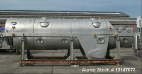 Used GEA Niro VF-F-EX Continuous Fluid Bed Dryer, 304 stainless steel. Component and surface size 134.6 square feet (12.5 m2), bed sizes 62.2" x 330.7" (1580 x 8400 mm), product inlet diameter 49.2" ...