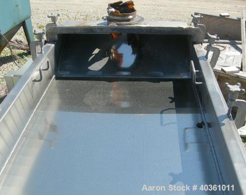Used: Witte vibrating continuous fluid bed dryer, 304 stainless steel. Approximately 30" wide x 72" long bed. Approximately 1-1/2 hp vibrating motor. Includes top cover with lifting mechanism, and a ...