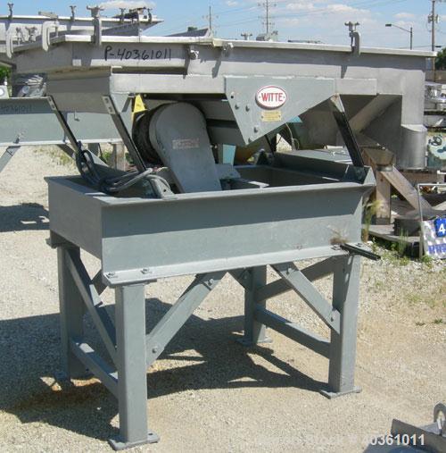 Used: Witte vibrating continuous fluid bed dryer, 304 stainless steel. Approximately 30" wide x 72" long bed. Approximately 1-1/2 hp vibrating motor. Includes top cover with lifting mechanism, and a ...