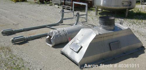 Used: Witte vibrating continuous fluid bed dryer, 304 stainless steel. Approximately 30" wide x 72" long bed. Approximately 1-1/2 hp vibrating motor. Includes top cover with lifting mechanism, and a ...