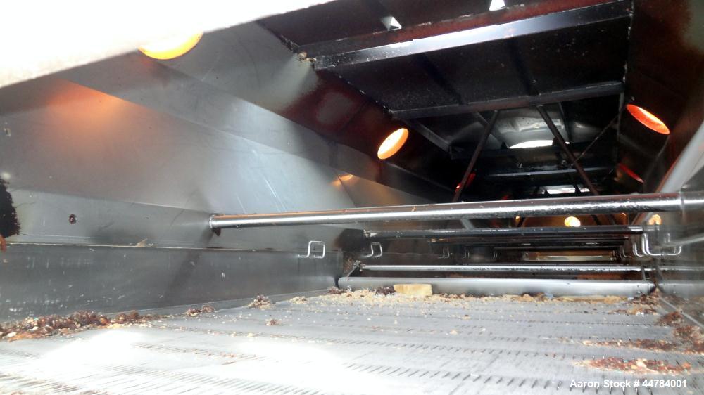 Used Witte Vibrating Fluid Bed Dryer System, 304 Stainless Steel.  (5) Zone, gas heated, rated 8,000,000 btu/hr. Approximately 48” wide x 30’ long wide wedge wire screen.  Driven by a 7.5 hp, 3/60/23...