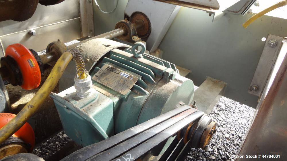 Used Witte Vibrating Fluid Bed Dryer System, 304 Stainless Steel.  (5) Zone, gas heated, rated 8,000,000 btu/hr. Approximately 48” wide x 30’ long wide wedge wire screen.  Driven by a 7.5 hp, 3/60/23...