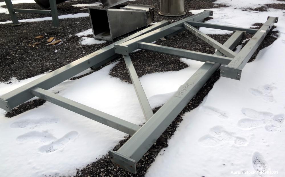 Used Witte Vibrating Fluid Bed Dryer System, 304 Stainless Steel.  (5) Zone, gas heated, rated 8,000,000 btu/hr. Approximately 48” wide x 30’ long wide wedge wire screen.  Driven by a 7.5 hp, 3/60/23...