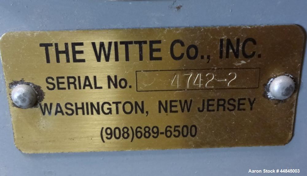 Used Witte Vibrating Fluid Bed Dryer, 304 Stainless Steel, 144" long x 24" wide bed with slotted screen. Clamp on top cover with (1) 30" x 16" oval top air outlet, (2) 9" bottom air inlets. Design ra...