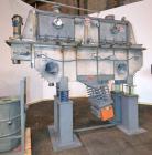 Used Carrier Vibrating Equipment Dryer/Cooler, Model FCAD-12100S, 304 Stainless Steel. 11’’ wide x 135’’ long trough, approximately 120’’ long section with a perforated “W” shaped deck. Top end feed,...