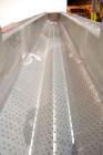 Used Carrier Vibrating Equipment Dryer/Cooler, Model FCAD-12100S, 304 Stainless Steel. 11’’ wide x 135’’ long trough, approximately 120’’ long section with a perforated “W” shaped deck. Top end feed,...