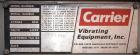 Used Carrier Vibrating Equipment Dryer/Cooler, Model FCAD-12100S, 304 Stainless Steel. 11’’ wide x 135’’ long trough, approximately 120’’ long section with a perforated “W” shaped deck. Top end feed,...