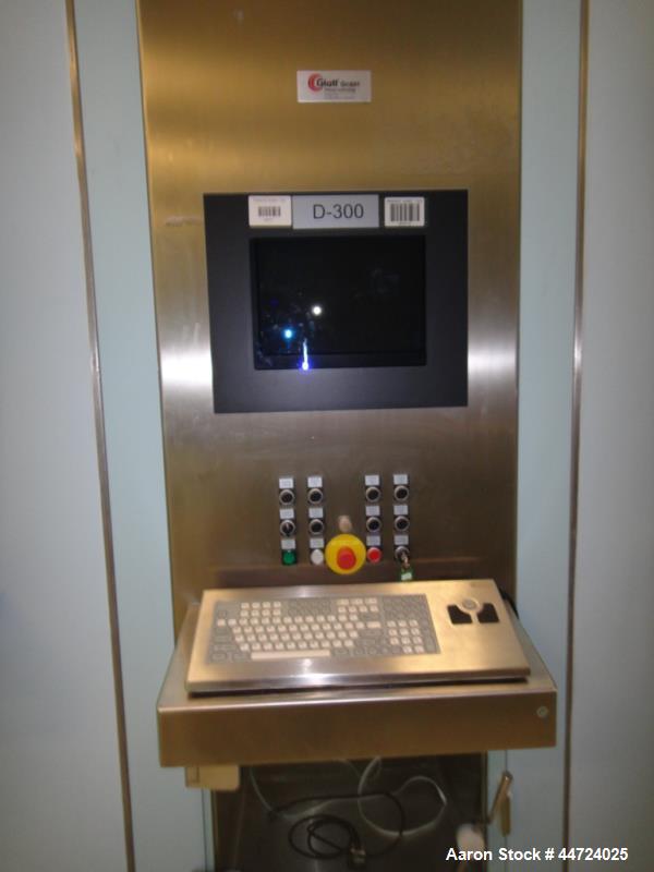 Used Glatt Model WST500 Stainless Steel Fluid Bed Dryer.  Approximate total volume 12.5 cu mt, approximate container volume 1,560 litre.  Maximum pressure at 10 bar design.  Unit includes top mounted...