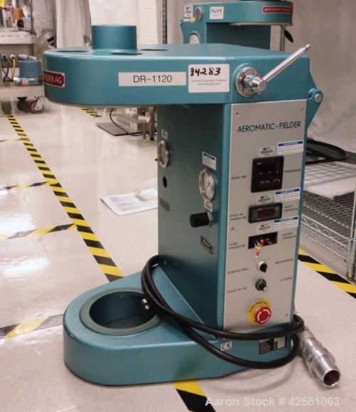 Used Aeromatic Fluid Bed Dryer, Model STREA 1. Product volume 0.2-2 kg, air flow 2 cubic meter per minute. Plastic shell, 2.3 kw/h heater, 1 kw blower.