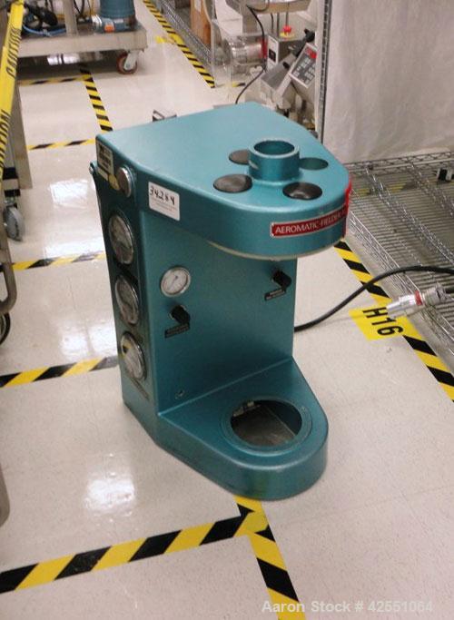 Used Aeromatic Fluid Bed Dryer, Model STREA 1. Product volume 0.2-2 kg, air flow 2 cubic meter per minute. Plastic shell, 2.3 kw/h heater, 1 kw blower.