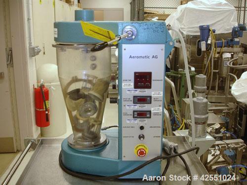 Used Aeromatic Fluid Bed Dryer, Model STREA 1. Plastic shell, 2.3 kW/h heater, 1 kW blower, serial #014772101.