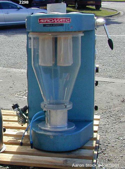 Used Aeromatic Strea 1 Fluid Bed Dryer, Polycarbonate product cylinder, volume 3.17 gallon (12 litre), nominal batch capacity 2.2 lbs (1 kg), variable air flow up to 2 m3/minute, static pressure 5000...