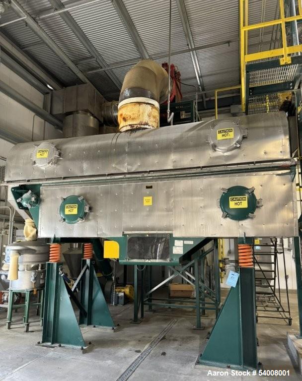 Used Carmen Model FBP-562 Vibratory Fluid Bed Dryer System – 45" x 17'6", Dual Zone, SS, w/ Crusher, Screener, Sifter & Heater