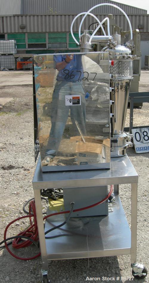 USED: Fluid Air lab size fluid bed system, model 2L, 304 stainless steel/glass contact areas. 2 liter bowl volume, max granulating capacity 2 liter, max coating capacity 1.8 liter. 1/60/208-240 volt,...