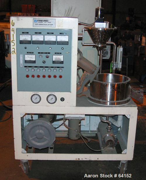 Used Stainless Steel Freund Centrifugal Fluidizing Coating Granulator, Model CF