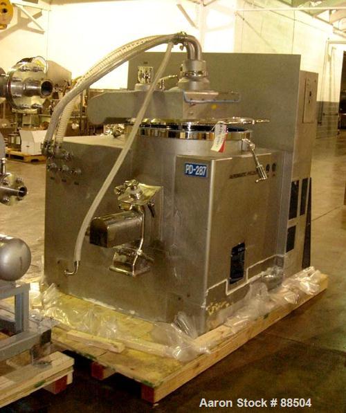 Used GEA Aeromatic Microwave Vacuum Dryer/Granulator, Model GP150SP, Stainless Steel. 150 Liter bowl, jacketed bowl, 15 kw DC main drive, 2-270 rpm 3-1/4 kw chopper, 1800-3600 rpm, mechanical seals, ...