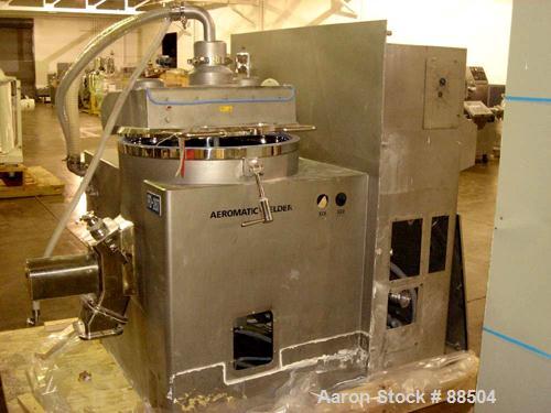 Used GEA Aeromatic Microwave Vacuum Dryer/Granulator, Model GP150SP, Stainless Steel. 150 Liter bowl, jacketed bowl, 15 kw DC main drive, 2-270 rpm 3-1/4 kw chopper, 1800-3600 rpm, mechanical seals, ...