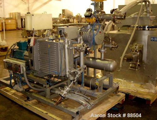 Used GEA Aeromatic Microwave Vacuum Dryer/Granulator, Model GP150SP, Stainless Steel. 150 Liter bowl, jacketed bowl, 15 kw DC main drive, 2-270 rpm 3-1/4 kw chopper, 1800-3600 rpm, mechanical seals, ...