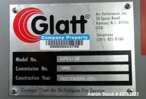 Used Glatt Fluid Bed Dryer Granulator, Model GPCG 30