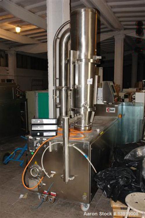 Used Glatt GPCG 3 Fluid Bed Dryer/Granulator.  Stainless steel construction, explosion proof, 95.7 psi pressure shock resistance, 43.5 psi steam pressure, 400/3/50.