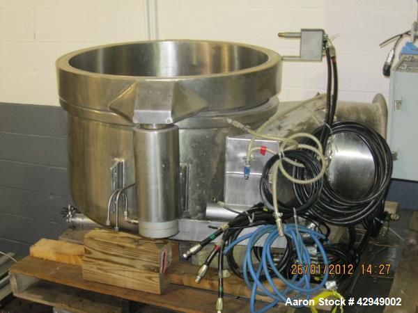 Used Glatt Fluid Bed Dryer, Model GPCG 60, Stainless Steel. Spray granulation chamber with 2 bowls, top vented, control panel. PRICE INCLUDES A 15% BUYERS PREMIUM. AS IS WHERE IS, LOADING & REMOVAL F...