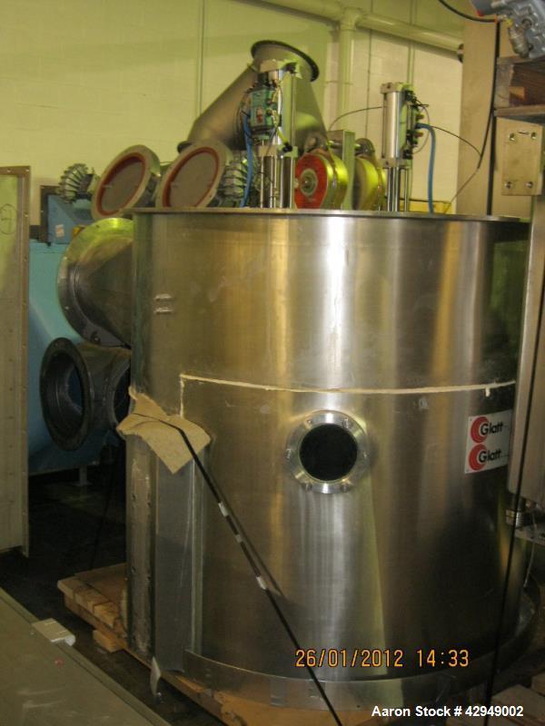 Used Glatt Fluid Bed Dryer, Model GPCG 60, Stainless Steel. Spray granulation chamber with 2 bowls, top vented, control panel. PRICE INCLUDES A 15% BUYERS PREMIUM. AS IS WHERE IS, LOADING & REMOVAL F...