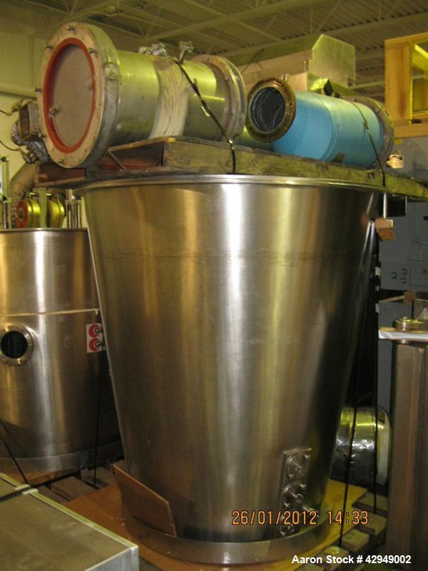 Used Glatt Fluid Bed Dryer, Model GPCG 60, Stainless Steel. Spray granulation chamber with 2 bowls, top vented, control panel. PRICE INCLUDES A 15% BUYERS PREMIUM. AS IS WHERE IS, LOADING & REMOVAL F...