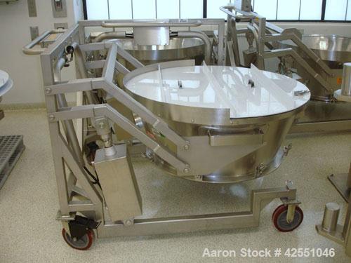 Used Glatt Fluid Bed Dryer, Model GPCG120, Stainless Steel. 2 Bar internal shock rating, spray granulation insert with (3) bowls and (2) bowl carts with top spray gun, Wurster insert with expansion c...