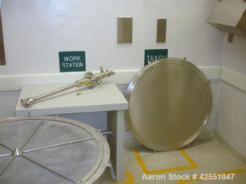 Used Glatt Fluid Bed Dryer, Model GPCG120, Stainless Steel. 2 Bar internal shock rating, spray granulation insert with (2) bowls and (2) bowl carts, Glatt controls and Creative Design bowl inverter, ...
