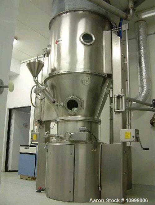 Used-Glatt Model GRG30 Batch Style Fluid Bed Dryer / Granulator System consisting of main tower assembly, air discharge bag ...