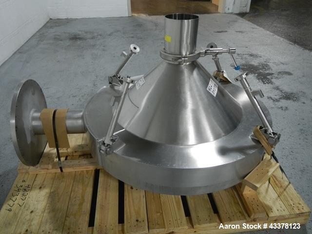 Used Glatt LD 120 SF Bowl Inverter. Stainless steel construction designed to lift and invert 120 liter Glatt fluid bed dryer bowls.  Unit includes bowl clamp and funnel, post mount with operator inte...