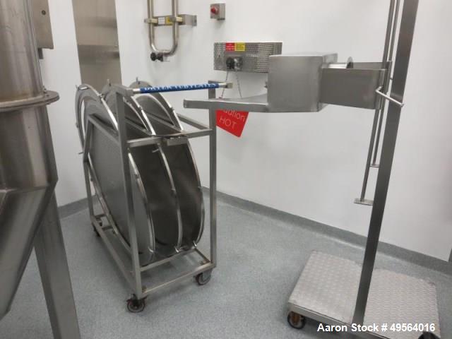 Used Glatt Fluid Bed Dryer/Granulator, Model WAST 120 /DP500AF. Stainless steel construction, with 3 bowls, Bowl Dumper, Marlo Air Handler, Electrical Panel, Assorted Screens, Small Carts, Tub Plates...