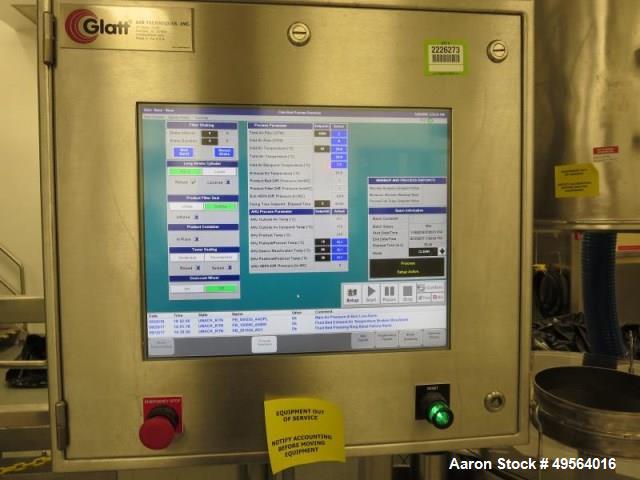 Used Glatt Fluid Bed Dryer/Granulator, Model WAST 120 /DP500AF. Stainless steel construction, with 3 bowls, Bowl Dumper, Marlo Air Handler, Electrical Panel, Assorted Screens, Small Carts, Tub Plates...