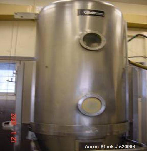 USED: Glatt WSG-C 60. Capacity approx 60-80 kg, product container volume 220 liter, electrical connecting, power tension 380V 3 ph, control tension 220V, frequency 50 hz compressed air connection, co...