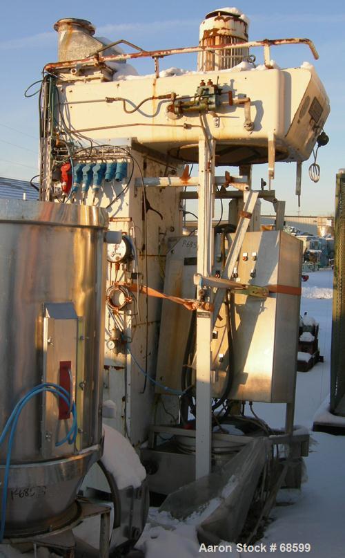 USED: Glatt fluid bed dryer, type WSG30. 304 stainless steel construction. Working capacity 44-110 lbs (20-50 kilos) product. (3) 3 section interchangeable beds: 1 coating, 1 drying, 1 granulating, a...