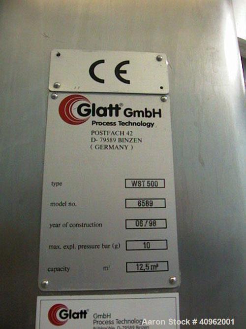 Used Glatt Fluid Bed Dryer, Model WST/G 500.