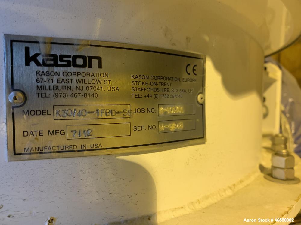Used Kason Fluid Bed Dryer, Model K30/40-FBD-SS
