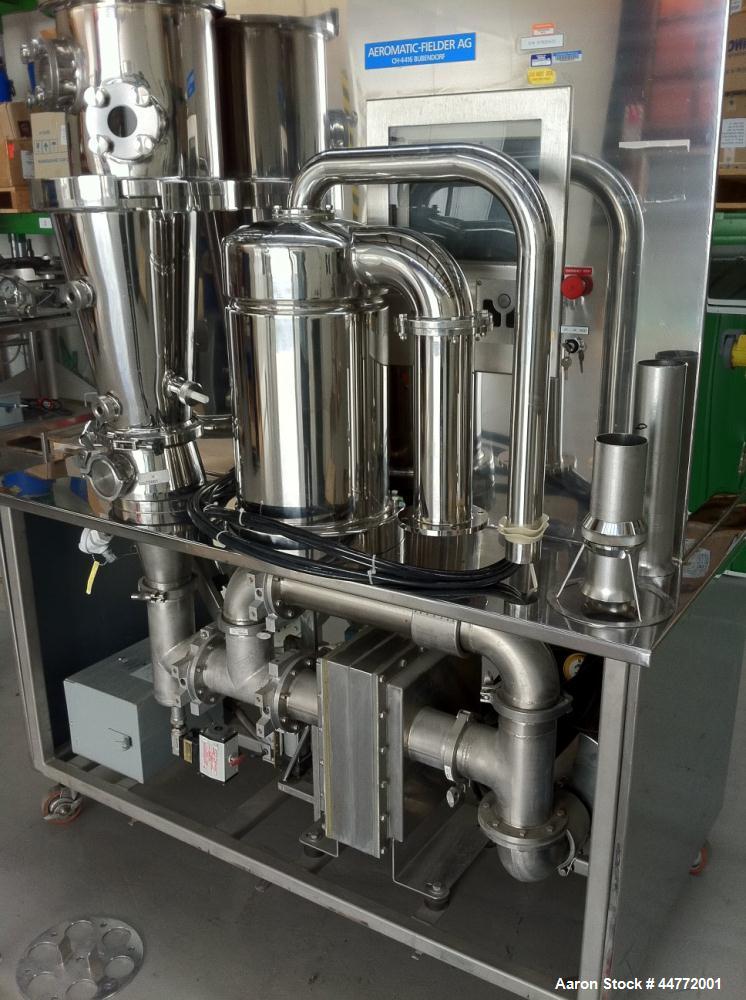 Used Niro MP-1 Multi-Processor Fluid Bed Dryer, stainless steel construction.  Capacity from 0.5 - 6 kg of product per batch.  Product container capacity 20 liters.  Maximum batch weight 7.5 kg.  Mac...