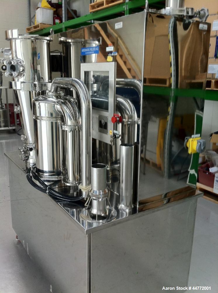 Used Niro MP-1 Multi-Processor Fluid Bed Dryer, stainless steel construction.  Capacity from 0.5 - 6 kg of product per batch.  Product container capacity 20 liters.  Maximum batch weight 7.5 kg.  Mac...