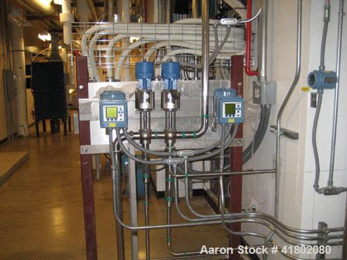 Used Niro Fluid Bed Dryer/Granulator, Model MP7-F1, Stainless Steel. Rated 10 bar maximum pressure, 1,610 liters. Includes a 75 hp blower, CIP system, air handling unit, Flanders air filtration unit,...