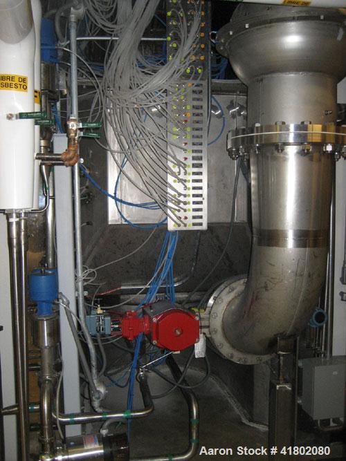 Used Niro Fluid Bed Dryer/Granulator, Model MP7-F1, Stainless Steel. Rated 10 bar maximum pressure, 1,610 liters. Includes a 75 hp blower, CIP system, air handling unit, Flanders air filtration unit,...