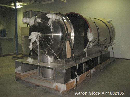 Used Niro Fluid Bed Dryer, Model MP8, Sanitary Stainless Steel Construction. (3) Removable bowls, air handling unit system, 75 hp blower, Cargocaire honeycomb dehumidifier system, air filtration syst...