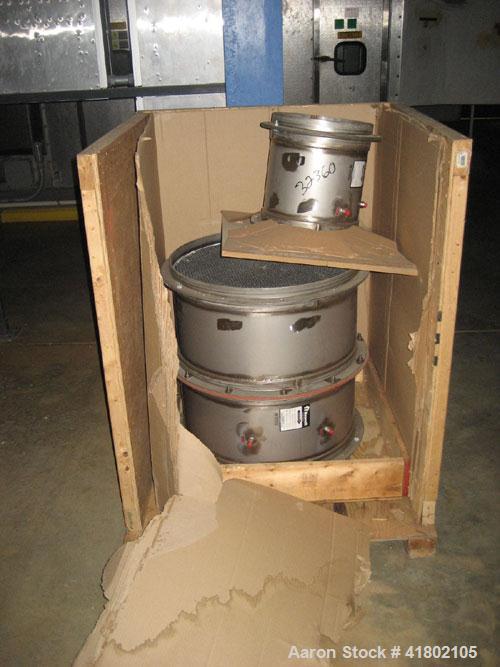 Used Niro Fluid Bed Dryer, Model MP8, Sanitary Stainless Steel Construction. (3) Removable bowls, air handling unit system, 75 hp blower, Cargocaire honeycomb dehumidifier system, air filtration syst...