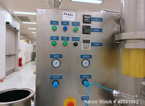 Used Mendel Fluid Bed Dryer, Model MFB-Micro, Stainless Steel.1.3 Liter bowl, (.75) kw blower, 1 kw heater, (.05) kw pump, rated 40-200 grams. Built 2004.