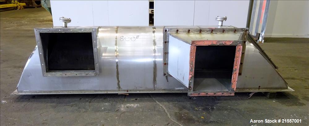 Used Scott Fluid Bed Dryer, Stainless Steel. Approximate 32" wide x 13' long, approximately 32 square feet of drying area. Includes cover.