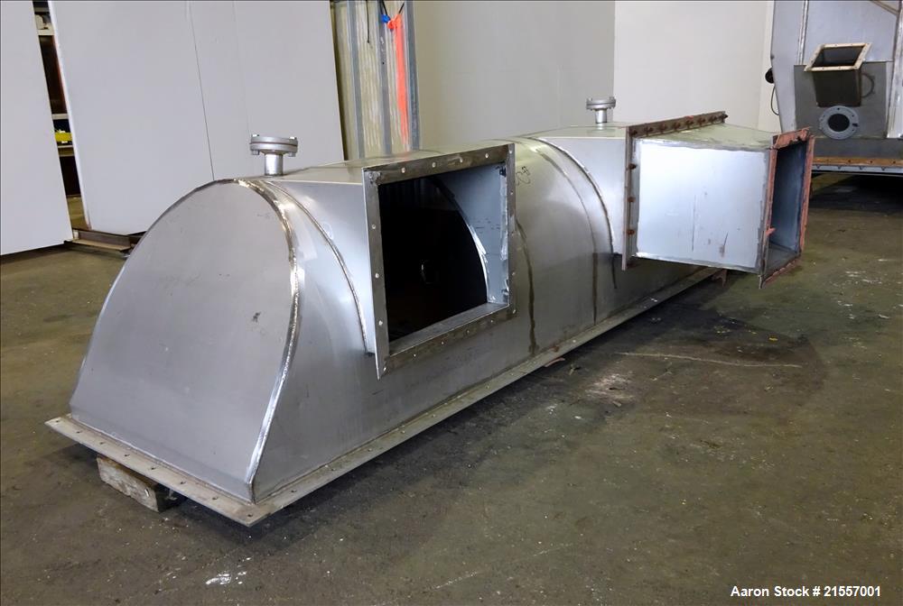 Used Scott Fluid Bed Dryer, Stainless Steel. Approximate 32" wide x 13' long, approximately 32 square feet of drying area. Includes cover.