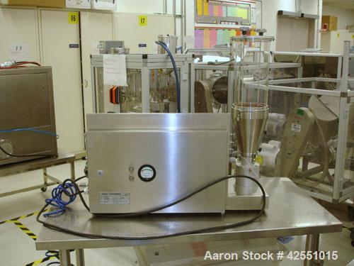 Used Vector Lab Micro Fluid Bed Dryer, Model MFL.01. Designed for wurster coating and top spray granulation, 100-600 gram spray granulation capacity, 25-100 degrees C temperature range with dust filt...