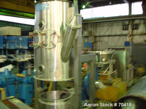 USED: Vector FL-N-60EX Flo-Dryer System, 316 stainless steel, (hi-buff polish in all product contact areas), 220 liter container, 45 x 175 and 10 mesh bottom screens. Working capacity of 60-100 kg ba...